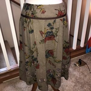 CAbi Turnberry Maggie Floral Embroidered A-Line Skirt Size 8